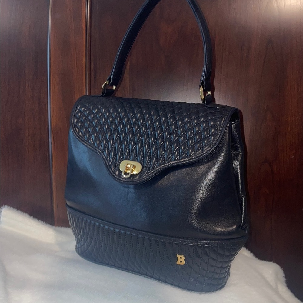 Bally Black Quilted Shoulder Bag with Gold Clasp